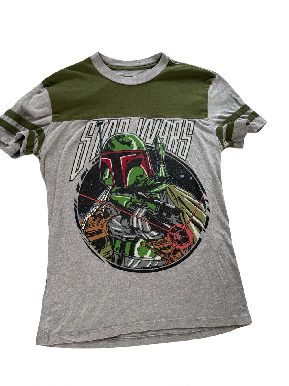 Star Wars Boba Fett Graphic Tee - Green & Gray Women’s Tee